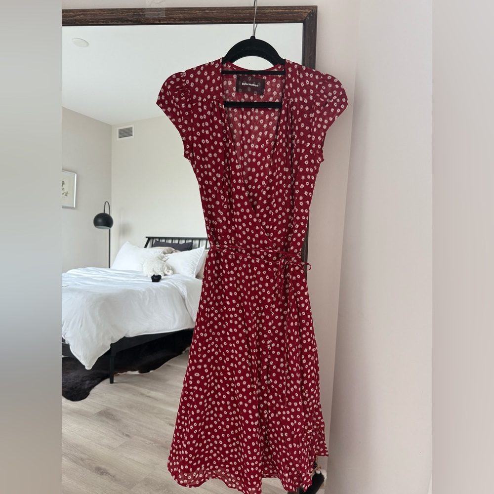 Reformation Polka Dot Print Midi Dress